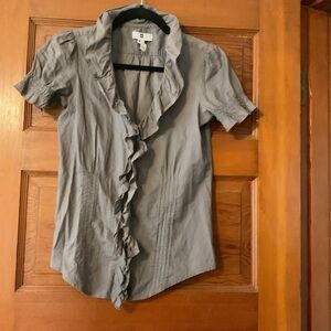 GAP Gray Ruffled Blouse